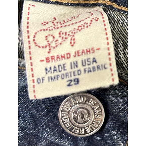 VTG True Religion Jeans Joey Big T Women’s Flared Legs Denim Blue Sz 29 USA Rare - Picture 7 of 14